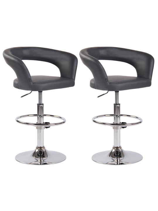 Sæt med 2 barstole Jaen imiteret læder, grå