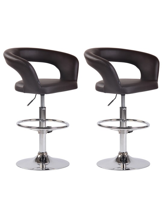 Sæt med 2 barstole Jaen imiteret læder, brun