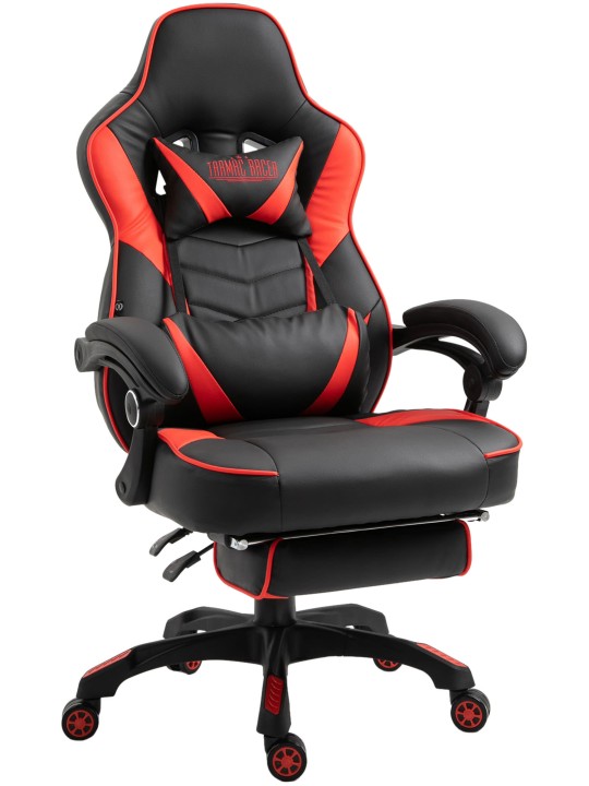 Kontorstol Tilos imiteret læder, sort/rød