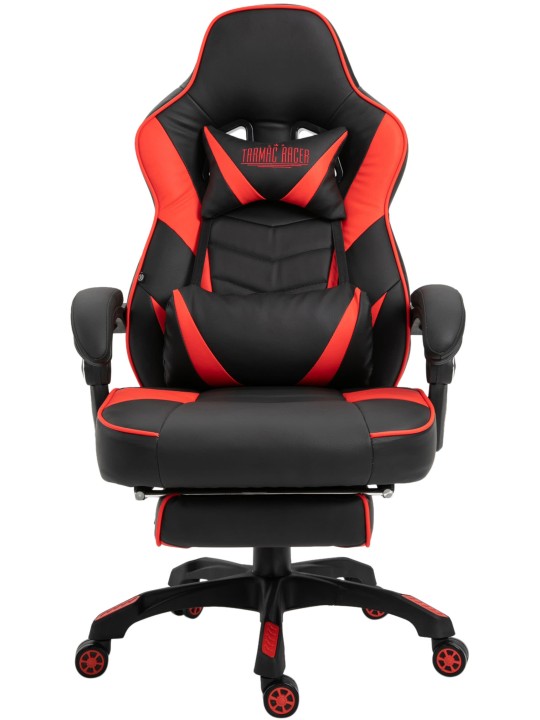 Kontorstol Tilos imiteret læder, sort/rød