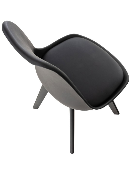 Sæt med 4 stole Linares plast, sort/sort