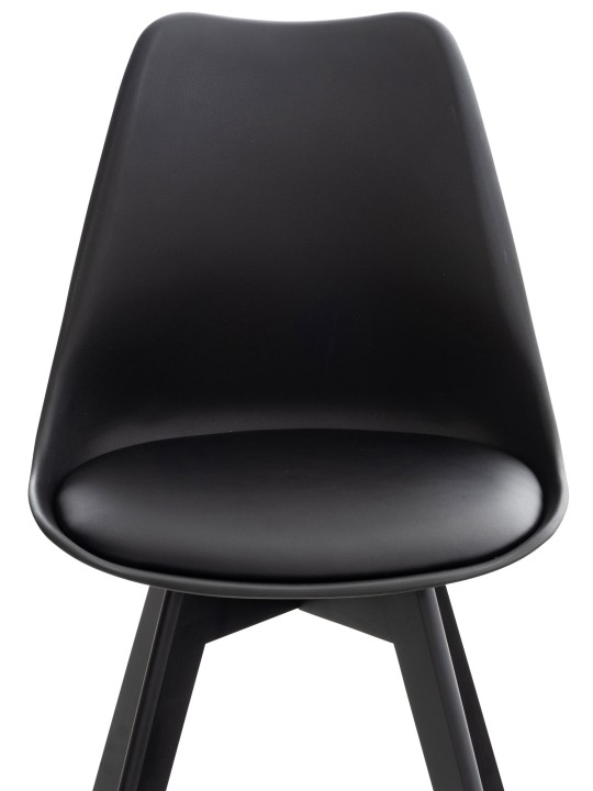 Sæt med 4 stole Linares plast, sort/sort