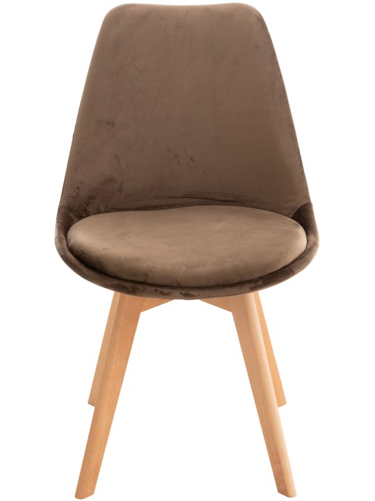 Sæt med 4 stole Linares fløjl, mørkebrun