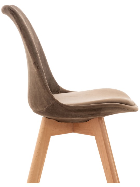 Sæt med 4 stole Linares fløjl, mørkebrun