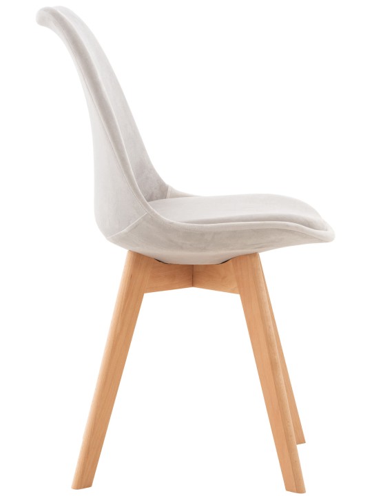 Sæt med 4 stole Linares fløjl, lysegrå