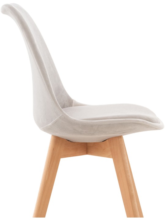 Sæt med 4 stole Linares fløjl, lysegrå