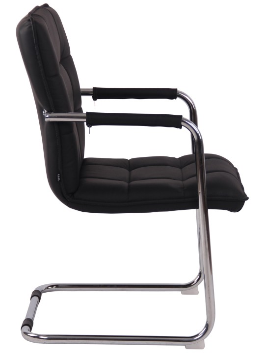 Besøgsstol Gandia ægte læder krom, sort