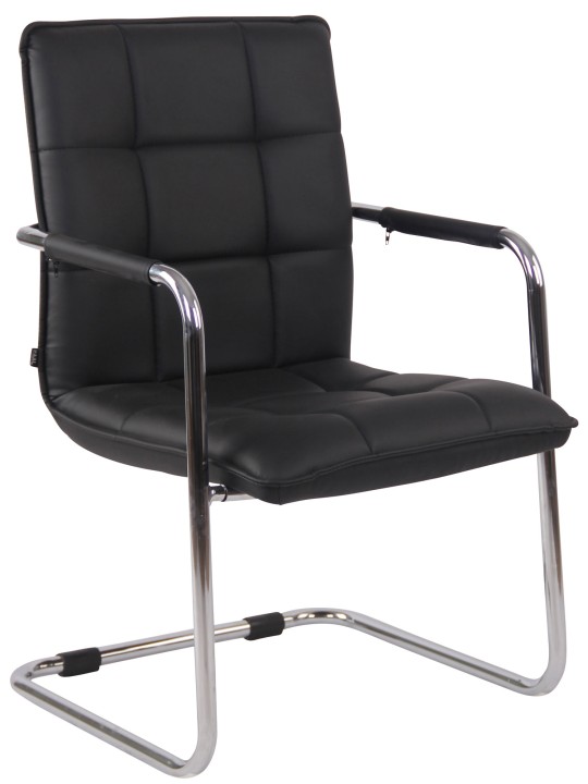 Besøgsstol Gandia imiteret læder krom, sort