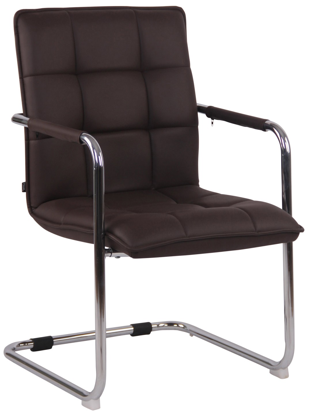 Besøgsstol Gandia imiteret læder krom, brun