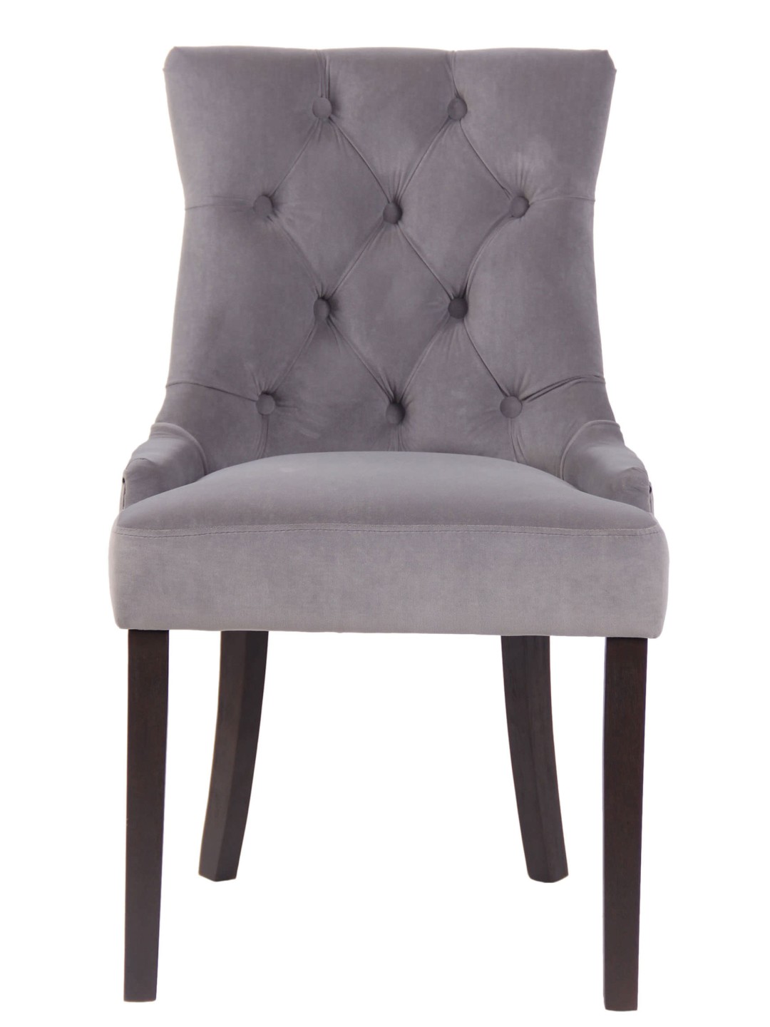 Sæt med 4 spisestuestole Aberdeen fløjl antik, grå