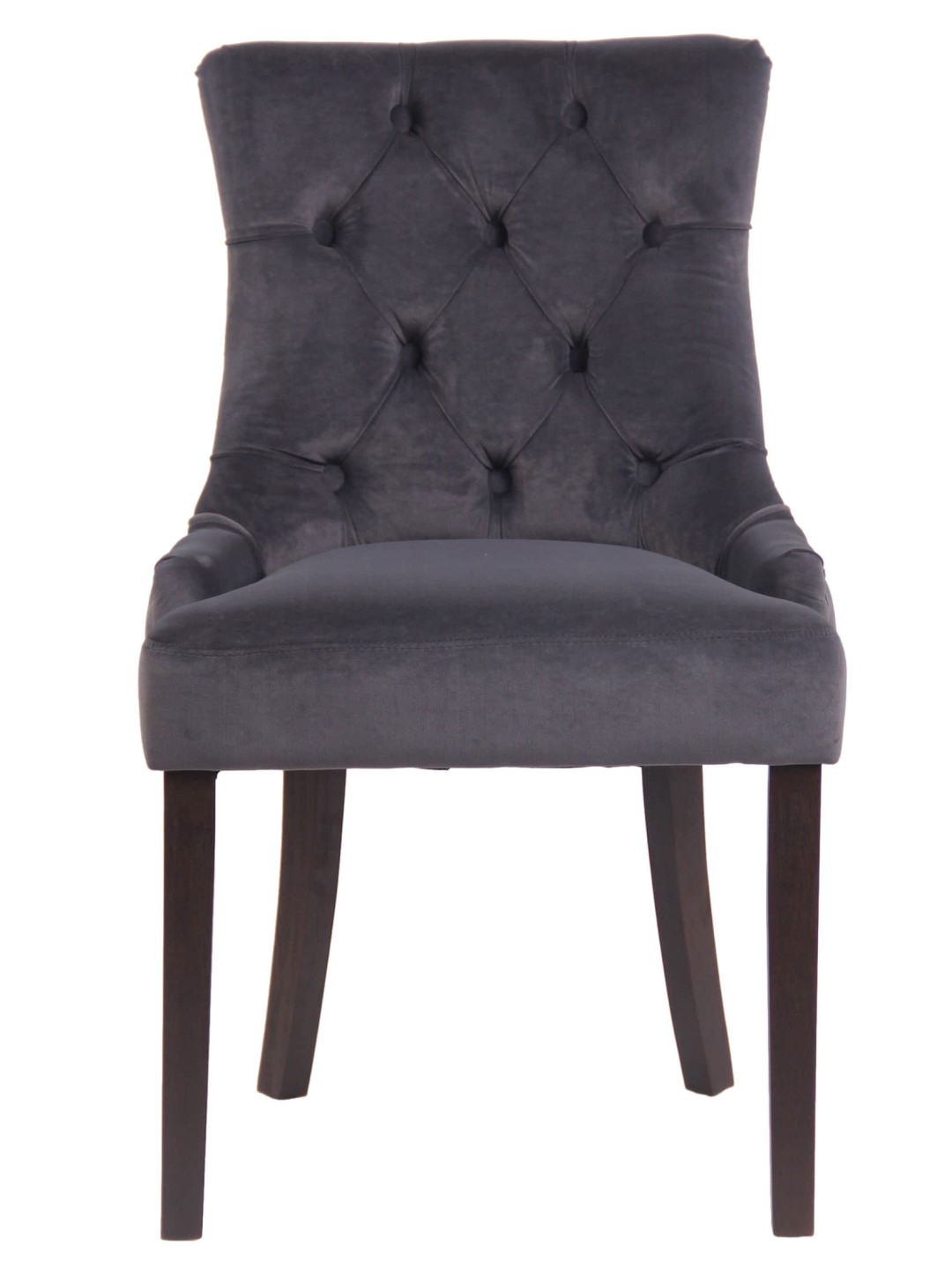 Sæt med 4 spisestuestole Aberdeen fløjl antik, mørkegrå