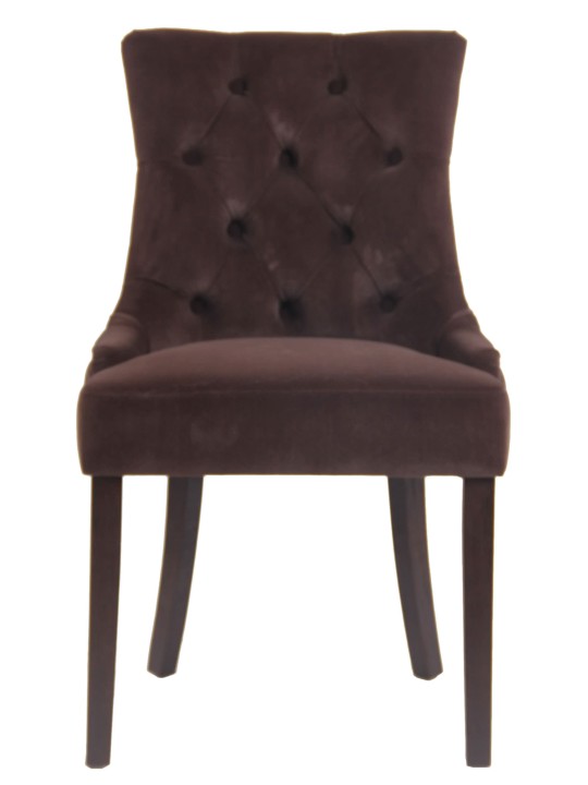 Sæt med 4 spisestuestole Aberdeen fløjl antik, brun