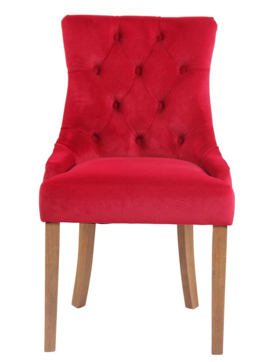 Sæt med 4 spisestuestole Aberdeen fløjl antique-light, rød