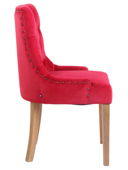 Sæt med 4 spisestuestole Aberdeen fløjl antique-light, rød