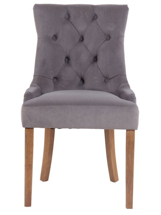 Sæt med 4 spisestuestole Aberdeen fløjl antique-light, grå