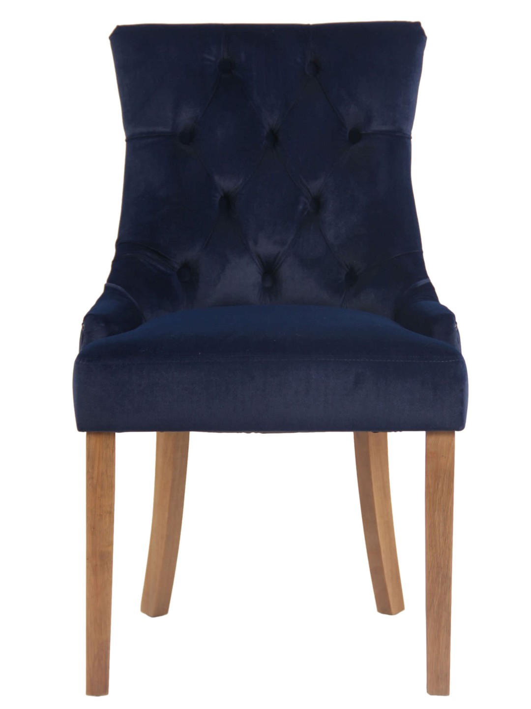 Sæt med 4 spisestuestole Aberdeen fløjl antique-light, blå