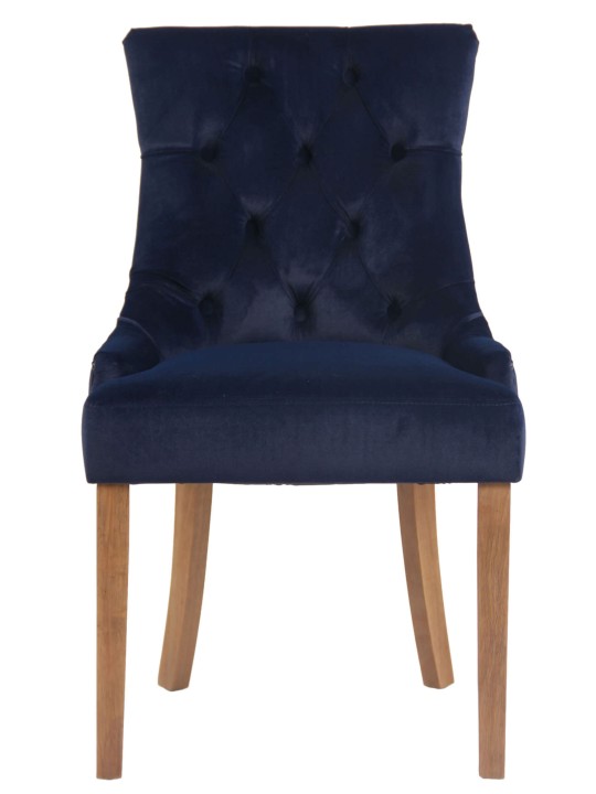 Sæt med 4 spisestuestole Aberdeen fløjl antique-light, blå