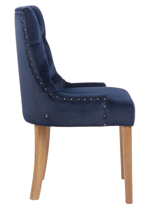 Sæt med 4 spisestuestole Aberdeen fløjl antique-light, blå