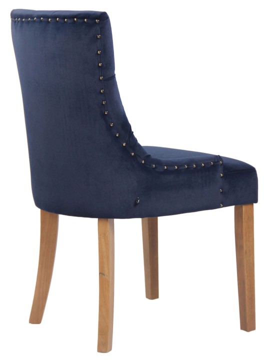 Sæt med 4 spisestuestole Aberdeen fløjl antique-light, blå