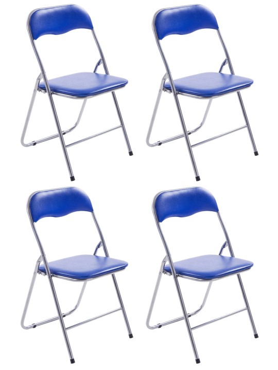 Sæt med 4 klapstole Felix, blå/sølv