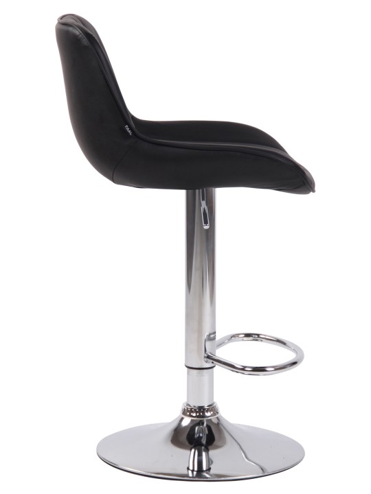 Barstol Lentini imiteret læder krom, sort