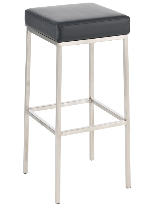 Sæt med 2 barstole Montreal 85 imiteret læder rustfrit stål, sort Sæt med 2 barstole Montreal 85 imiteret læder rustfrit stål, sort