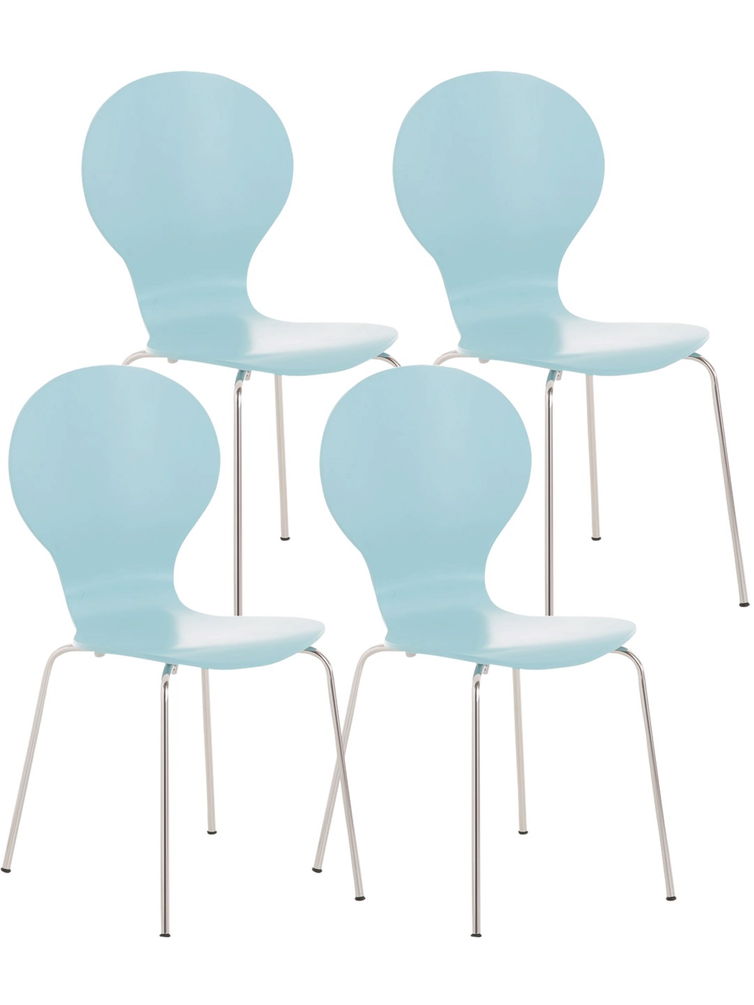 Sæt med 4 besøgsstole Diego, lyseblå