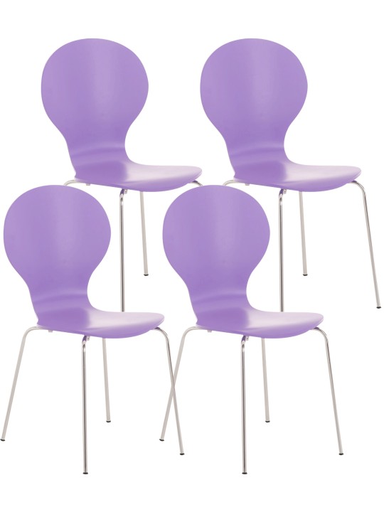 Sæt med 4 besøgsstole Diego, lilla