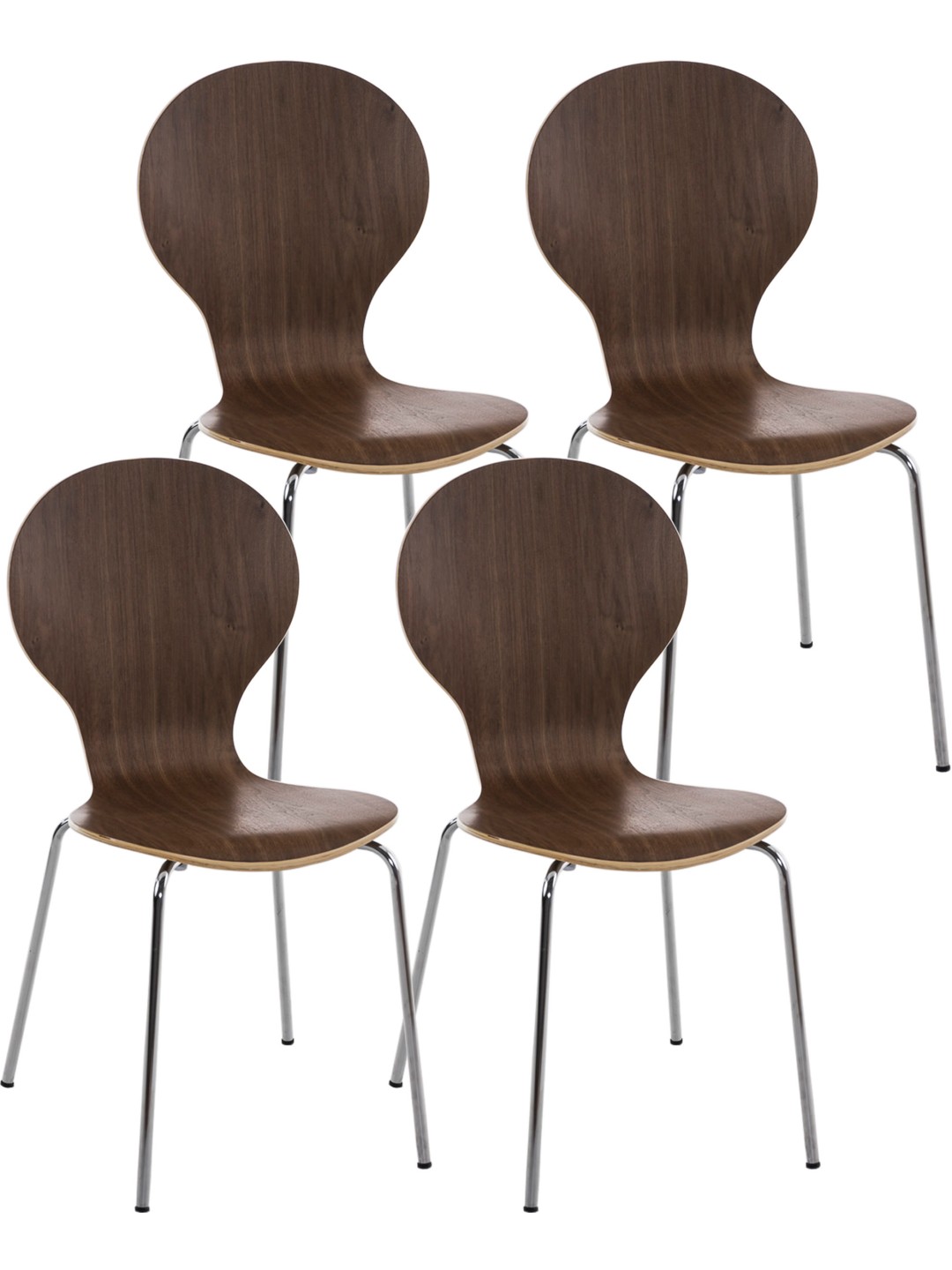 Sæt med 4 besøgsstole Diego, valnød