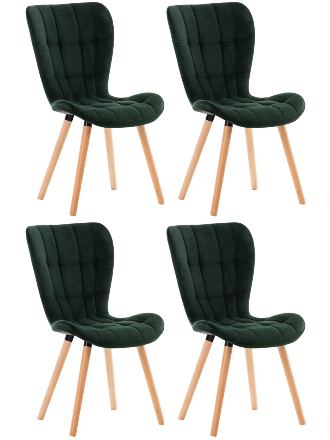 Sæt med 4 stole Elda velvet, grøn