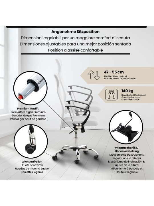 Kontorstol Washington, hvid