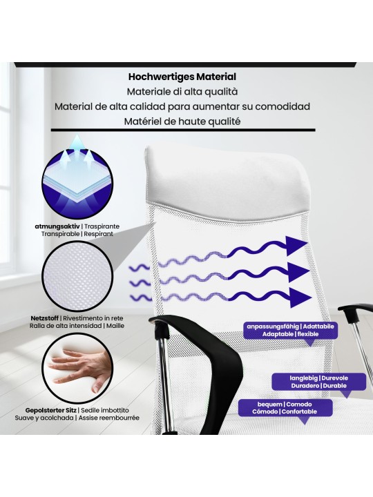 Kontorstol Washington, hvid