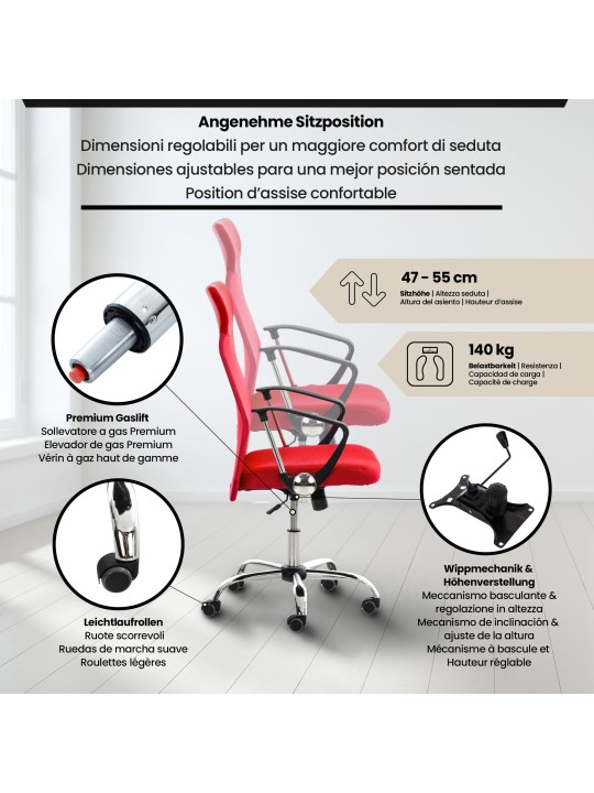 Kontorstol Washington, rød