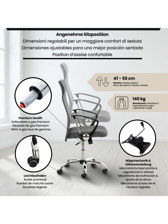 Kontorstol Washington, grå