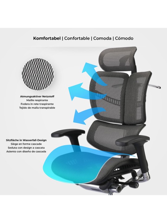 Kontorstol Norfolk Ergonomisk, grå Kontorstol Norfolk Ergonomisk, grå