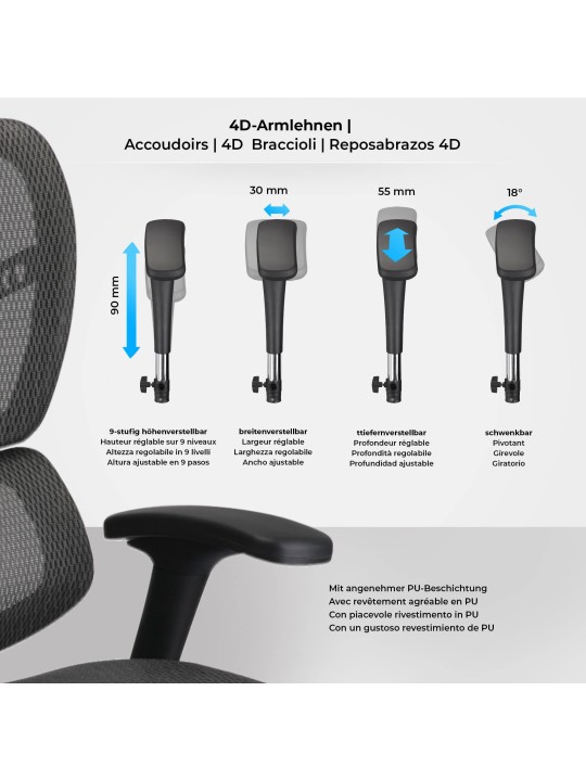 Kontorstol Norfolk Ergonomisk, grå Kontorstol Norfolk Ergonomisk, grå