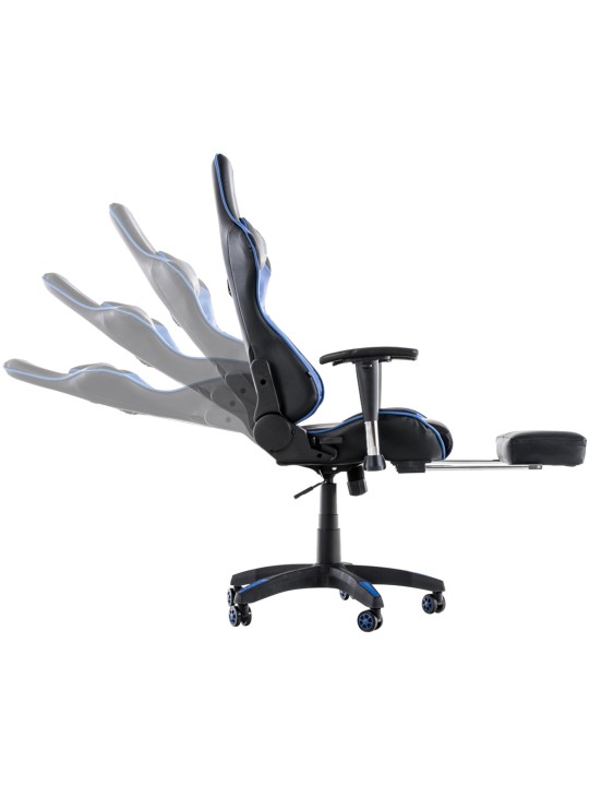Racing kontorstol Turbo med fodstøtte, sort/blå Racing kontorstol Turbo med fodstøtte, sort/blå