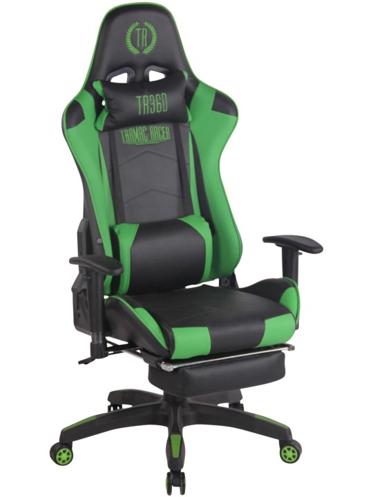 Racing kontorstol Turbo med fodstøtte, sort/grøn
