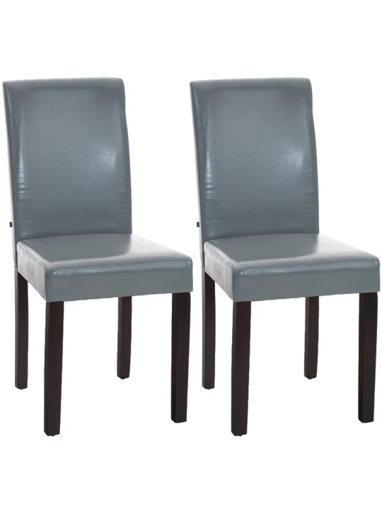 Sæt med 2 spisestuestole Ina mørkebrun, grå