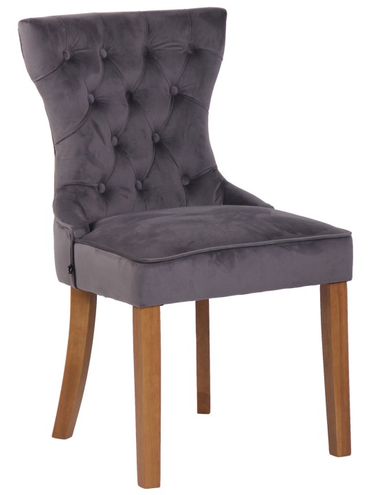 Sæt med 4 spisestuestole Franca velour antique-light, mørkegrå