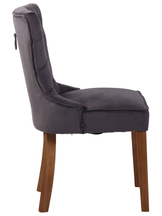 Sæt med 4 spisestuestole Franca velour antique-light, mørkegrå