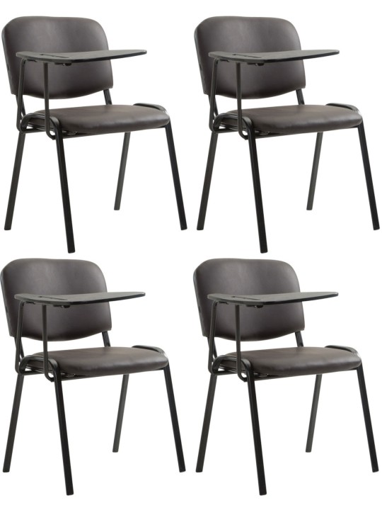 Sæt med 4 Ken stole med foldebord imiteret læder, brun