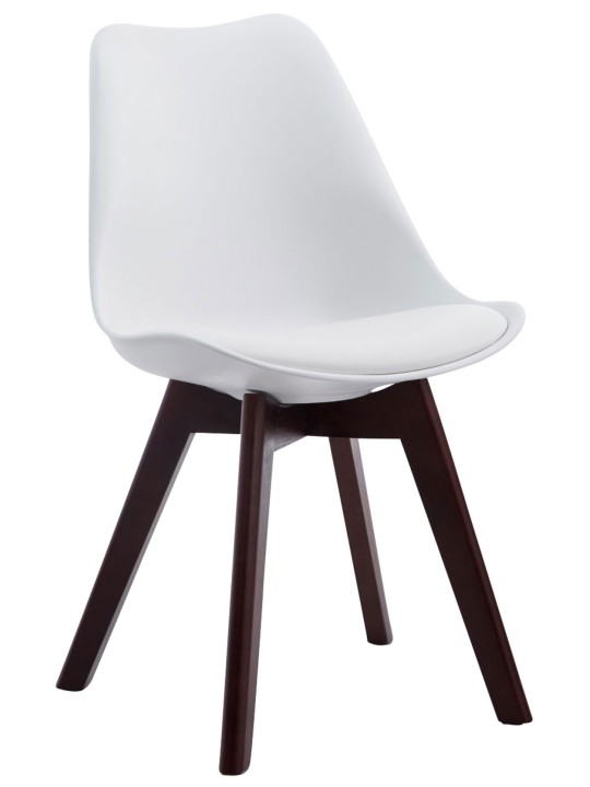 Sæt med 4 besøgsstole Borneo V2 valnød imiteret læder, hvid