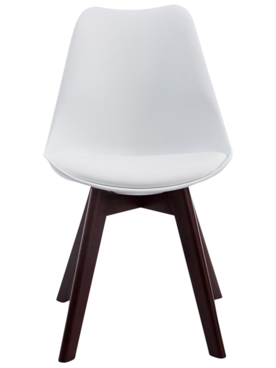 Sæt med 4 besøgsstole Borneo V2 valnød imiteret læder, hvid