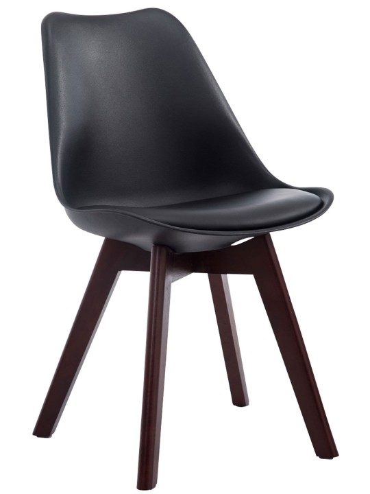 Sæt med 4 besøgsstole Borneo V2 valnød imiteret læder, sort