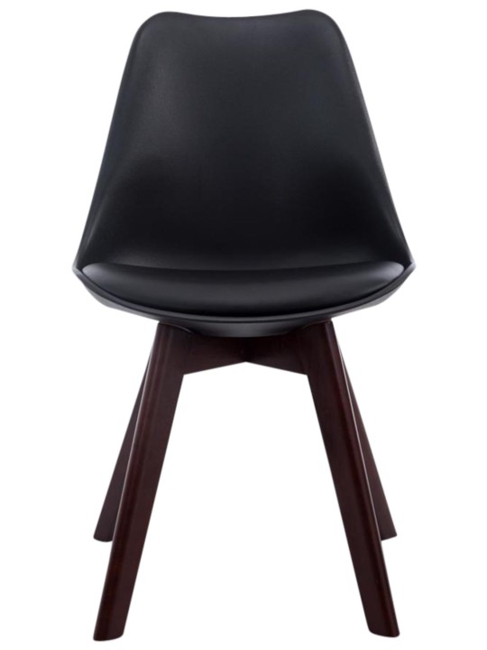 Sæt med 4 besøgsstole Borneo V2 valnød imiteret læder, sort