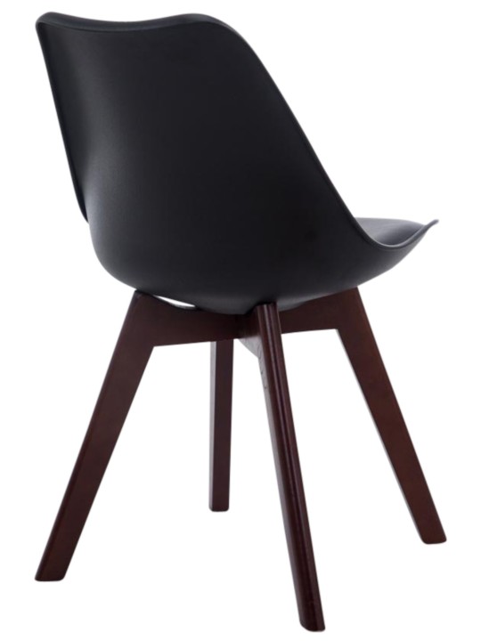 Sæt med 4 besøgsstole Borneo V2 valnød imiteret læder, sort