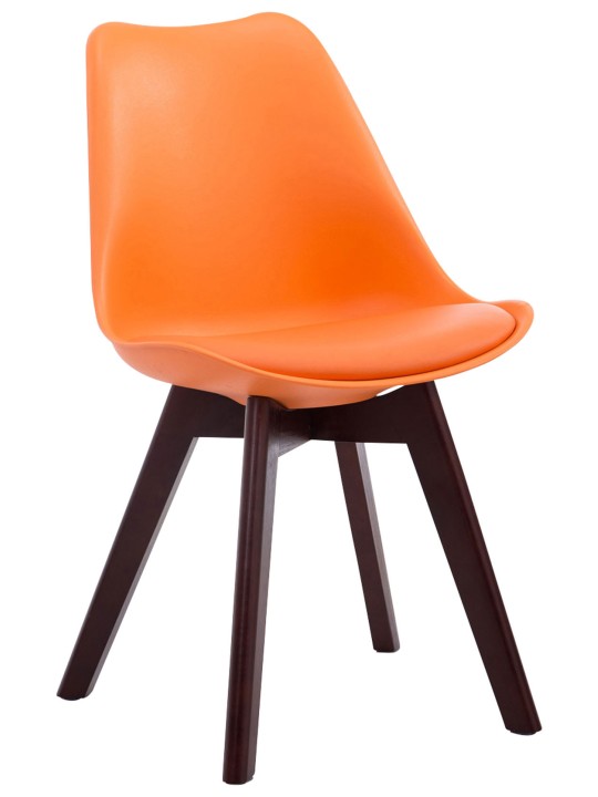 Sæt med 4 besøgsstole Borneo V2 valnød imiteret læder, orange