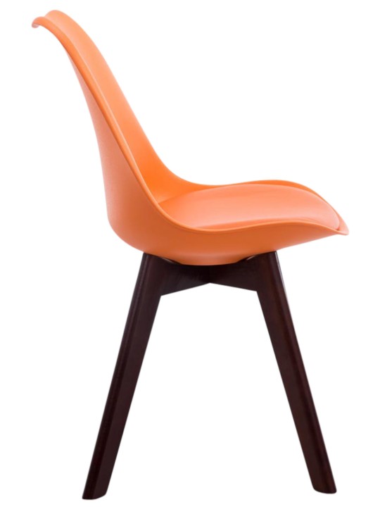 Sæt med 4 besøgsstole Borneo V2 valnød imiteret læder, orange