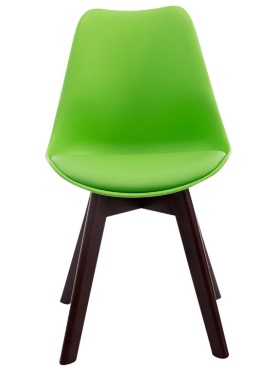 Sæt med 4 besøgsstole Borneo V2 valnød imiteret læder, grøn